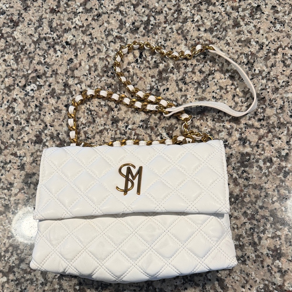 Steve Madden White Quilted Chain Shoulder Crossbody